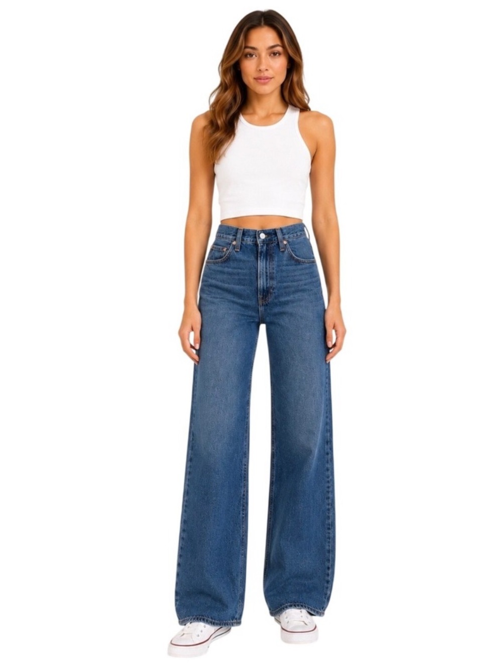 Levi's High-Rise Wide Leg Jeans in Classic Blue Denim